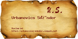 Urbanovics Sándor névjegykártya